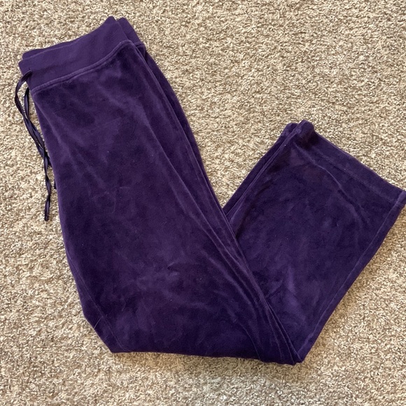 Purple suede low waisted sweatpants - Picture 1 of 3